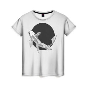 Женская футболка 3D с принтом Рыба Круг в Тюмени, 100% полиэфир ( синтетическое хлопкоподобное полотно) | прямой крой, круглый вырез горловины, длина до линии бедер | 