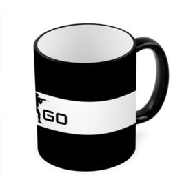 Кружка 3D с принтом CS GO черно-белый в Тюмени, керамика | ёмкость 330 мл | Тематика изображения на принте: cs go | контер страйк | контра