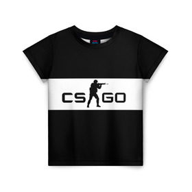 Детская футболка 3D с принтом CS GO черно-белый в Тюмени, 100% гипоаллергенный полиэфир | прямой крой, круглый вырез горловины, длина до линии бедер, чуть спущенное плечо, ткань немного тянется | cs go | контер страйк | контра