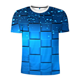 Мужская футболка 3D спортивная с принтом Волшебные кубики в Тюмени, 100% полиэстер с улучшенными характеристиками | приталенный силуэт, круглая горловина, широкие плечи, сужается к линии бедра | 3d | грань | краски | кубик | кубики | линии | мозаика | прикольные | разноцветные | ребро | текстура | тени | узор