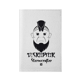Обложка для паспорта матовая кожа с принтом DISRUPTOR в Тюмени, натуральная матовая кожа | размер 19,3 х 13,7 см; прозрачные пластиковые крепления | Тематика изображения на принте: dota | dota2 | stormcrafter | арт | дота 2 | игры | прикольныеdisruptor | черно белые