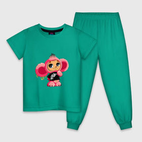Детская пижама хлопок с принтом Чебурашка в Тюмени, 100% хлопок |  брюки и футболка прямого кроя, без карманов, на брюках мягкая резинка на поясе и по низу штанин
 | тату | хиппи | эмо
