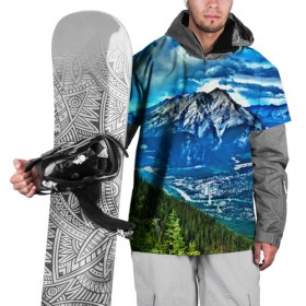Накидка на куртку 3D с принтом Snowy mountains в Тюмени, 100% полиэстер |  | Тематика изображения на принте: 