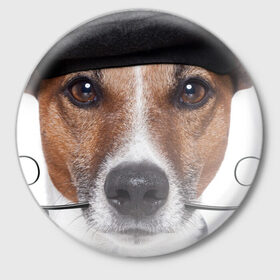 Значок с принтом Джек рассел - мексиканец в Тюмени,  металл | круглая форма, металлическая застежка в виде булавки | джек | любимец | пес | песик | питомец | рассел | собака | собаки | собачка | терьер