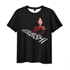Мужская футболка 3D с принтом Mitsubishi в Тюмени, 100% полиэфир | прямой крой, круглый вырез горловины, длина до линии бедер | brand | car | japan | logo | mitsubishi | sign | автомобиль | знак | логотип | марка | митсубиши | япония