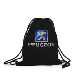 Рюкзак-мешок 3D с принтом Peugeot в Тюмени, 100% полиэстер | плотность ткани — 200 г/м2, размер — 35 х 45 см; лямки — толстые шнурки, застежка на шнуровке, без карманов и подкладки | brand | car | france | logo | peugeot | автомобиль | логотип | марка | франция