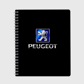 Тетрадь с принтом Peugeot в Тюмени, 100% бумага | 48 листов, плотность листов — 60 г/м2, плотность картонной обложки — 250 г/м2. Листы скреплены сбоку удобной пружинной спиралью. Уголки страниц и обложки скругленные. Цвет линий — светло-серый
 | Тематика изображения на принте: brand | car | france | logo | peugeot | автомобиль | логотип | марка | франция