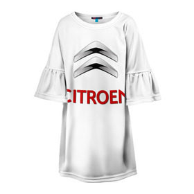 Детское платье 3D с принтом Сitroen в Тюмени, 100% полиэстер | прямой силуэт, чуть расширенный к низу. Круглая горловина, на рукавах — воланы | brand | car | citroen | france | logo | автомобиль | логотип | марка | ситроен | франция