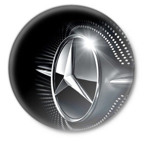 Значок с принтом Mercedes-Benz в Тюмени,  металл | круглая форма, металлическая застежка в виде булавки | car | germany | logo | make | mercedes benz | автомобиль | германия | логотип | марка | мерседес бенц