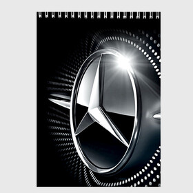 Скетчбук с принтом Mercedes-Benz в Тюмени, 100% бумага
 | 48 листов, плотность листов — 100 г/м2, плотность картонной обложки — 250 г/м2. Листы скреплены сверху удобной пружинной спиралью | car | germany | logo | make | mercedes benz | автомобиль | германия | логотип | марка | мерседес бенц