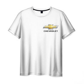 Мужская футболка 3D с принтом Chevrolet в Тюмени, 100% полиэфир | прямой крой, круглый вырез горловины, длина до линии бедер | Тематика изображения на принте: brand | car | chevrolet | logo | usa | автомобиль | логотип | марка | сша | шевроле