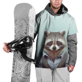 Накидка на куртку 3D с принтом Хипстер Енот в Тюмени, 100% полиэстер |  | Тематика изображения на принте: raccoon | енот