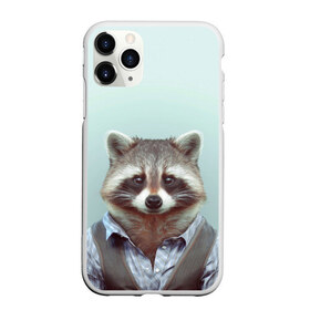 Чехол для iPhone 11 Pro матовый с принтом Хипстер Енот в Тюмени, Силикон |  | raccoon | енот