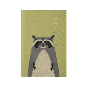 Обложка для паспорта матовая кожа с принтом Енот в Тюмени, натуральная матовая кожа | размер 19,3 х 13,7 см; прозрачные пластиковые крепления | Тематика изображения на принте: raccoon | енот