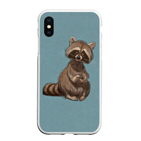 Чехол для iPhone XS Max матовый с принтом Raccoon в Тюмени, Силикон | Область печати: задняя сторона чехла, без боковых панелей | raccoon | енот