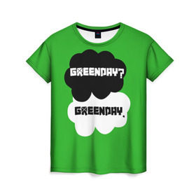 Женская футболка 3D с принтом Green day в Тюмени, 100% полиэфир ( синтетическое хлопкоподобное полотно) | прямой крой, круглый вырез горловины, длина до линии бедер | green day | грин дей | зеленый день