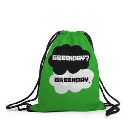 Рюкзак-мешок 3D с принтом Green day в Тюмени, 100% полиэстер | плотность ткани — 200 г/м2, размер — 35 х 45 см; лямки — толстые шнурки, застежка на шнуровке, без карманов и подкладки | green day | грин дей | зеленый день