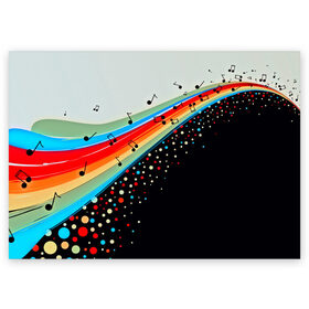 Поздравительная открытка с принтом Музыка в Тюмени, 100% бумага | плотность бумаги 280 г/м2, матовая, на обратной стороне линовка и место для марки
 | Тематика изображения на принте: watercolor | абстракция красок | брызги красок | краска | круги | музыка | ноты | потертость красок