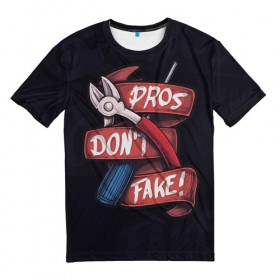 Мужская футболка 3D с принтом Don`t Fake в Тюмени, 100% полиэфир | прямой крой, круглый вырез горловины, длина до линии бедер | counter strike | cs | defuse | fake | фейк | щипцы