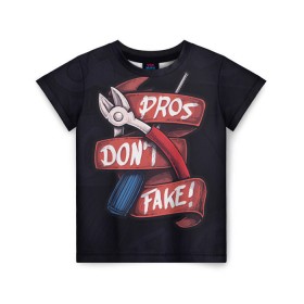 Детская футболка 3D с принтом Don`t Fake в Тюмени, 100% гипоаллергенный полиэфир | прямой крой, круглый вырез горловины, длина до линии бедер, чуть спущенное плечо, ткань немного тянется | counter strike | cs | defuse | fake | фейк | щипцы