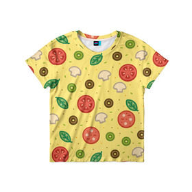 Детская футболка 3D с принтом Pizza в Тюмени, 100% гипоаллергенный полиэфир | прямой крой, круглый вырез горловины, длина до линии бедер, чуть спущенное плечо, ткань немного тянется | hipster | pizza | swag | еда | пицца | свэг | хипстер