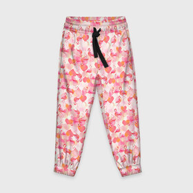 Детские брюки 3D с принтом Розовый фламинго в Тюмени, 100% полиэстер | манжеты по низу, эластичный пояс регулируется шнурком, по бокам два кармана без застежек, внутренняя часть кармана из мелкой сетки | камуфляж | паттерн | птицы | розовый