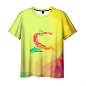 Мужская футболка 3D с принтом Гимнастика в Тюмени, 100% полиэфир | прямой крой, круглый вырез горловины, длина до линии бедер | Тематика изображения на принте: 3d | абстракция | арт | гимнастика | другие | полигоны | прикольные | спорт | цветные | яркие
