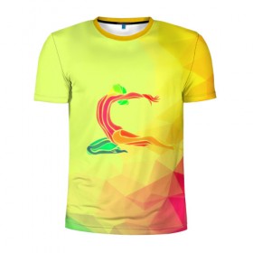 Мужская футболка 3D спортивная с принтом Гимнастика в Тюмени, 100% полиэстер с улучшенными характеристиками | приталенный силуэт, круглая горловина, широкие плечи, сужается к линии бедра | 3d | абстракция | арт | гимнастика | другие | полигоны | прикольные | спорт | цветные | яркие