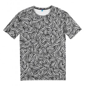 Мужская футболка 3D с принтом Бритвы в Тюмени, 100% полиэфир | прямой крой, круглый вырез горловины, длина до линии бедер | борода | бритва | бритье | лезвие | металл | паттрен | серый | текстура