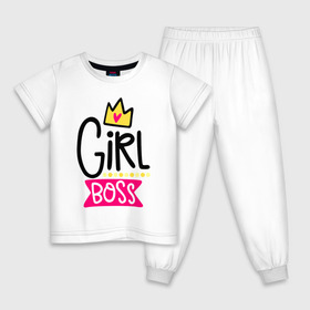 Детская пижама хлопок с принтом Girl Boss в Тюмени, 100% хлопок |  брюки и футболка прямого кроя, без карманов, на брюках мягкая резинка на поясе и по низу штанин
 | девочка | девчачья