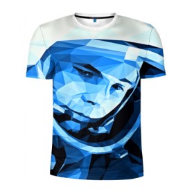 Мужская футболка 3D спортивная с принтом Гагарин в Тюмени, 100% полиэстер с улучшенными характеристиками | приталенный силуэт, круглая горловина, широкие плечи, сужается к линии бедра | 3d | арт | гагарин | другие | космонавт | космонавтики | космос | полигоны | прикольные | текстуры | яркие
