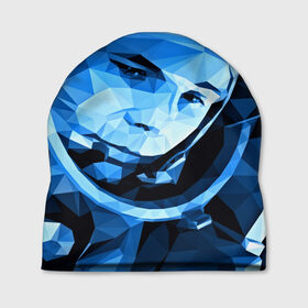 Шапка 3D с принтом Гагарин в Тюмени, 100% полиэстер | универсальный размер, печать по всей поверхности изделия | 3d | арт | гагарин | другие | космонавт | космонавтики | космос | полигоны | прикольные | текстуры | яркие