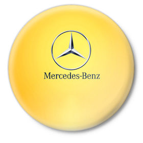 Значок с принтом Yellow Benz в Тюмени,  металл | круглая форма, металлическая застежка в виде булавки | car | mercedes | авто | мерседес