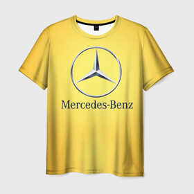 Мужская футболка 3D с принтом Yellow Benz в Тюмени, 100% полиэфир | прямой крой, круглый вырез горловины, длина до линии бедер | Тематика изображения на принте: car | mercedes | авто | мерседес