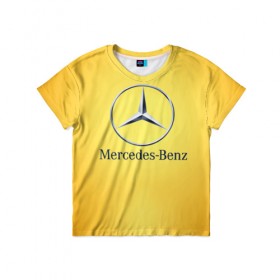 Детская футболка 3D с принтом Yellow Benz в Тюмени, 100% гипоаллергенный полиэфир | прямой крой, круглый вырез горловины, длина до линии бедер, чуть спущенное плечо, ткань немного тянется | Тематика изображения на принте: car | mercedes | авто | мерседес