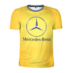 Мужская футболка 3D спортивная с принтом Yellow Benz в Тюмени, 100% полиэстер с улучшенными характеристиками | приталенный силуэт, круглая горловина, широкие плечи, сужается к линии бедра | Тематика изображения на принте: car | mercedes | авто | мерседес