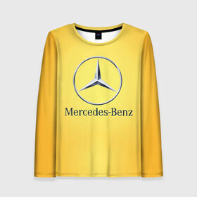 Женский лонгслив 3D с принтом Yellow Benz в Тюмени, 100% полиэстер | длинные рукава, круглый вырез горловины, полуприлегающий силуэт | car | mercedes | авто | мерседес