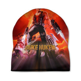 Шапка 3D с принтом Duke Nukem в Тюмени, 100% полиэстер | универсальный размер, печать по всей поверхности изделия | брутальный | взрыв | дюк нюмем | мужик | огонь | радиация | ядерный