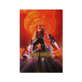 Обложка для паспорта матовая кожа с принтом Duke Nukem в Тюмени, натуральная матовая кожа | размер 19,3 х 13,7 см; прозрачные пластиковые крепления | брутальный | взрыв | дюк нюмем | мужик | огонь | радиация | ядерный