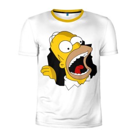Мужская футболка 3D спортивная с принтом The Simpsons в Тюмени, 100% полиэстер с улучшенными характеристиками | приталенный силуэт, круглая горловина, широкие плечи, сужается к линии бедра | гомер | крик | симпсоны | спрингфилд
