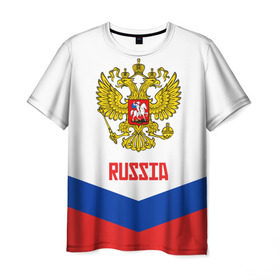 Мужская футболка 3D с принтом RUSSIA HOCKEY в Тюмени, 100% полиэфир | прямой крой, круглый вырез горловины, длина до линии бедер | 2015 | 2016 | 2017 | hockey | hokey | ru | russia | russian | team | герб | россии | россия | ру | сборная | состав | хоккей | чм | чм2017