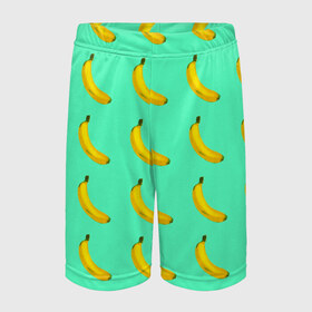 Детские спортивные шорты 3D с принтом Banana в Тюмени,  100% полиэстер
 | пояс оформлен широкой мягкой резинкой, ткань тянется
 | banana | fruits | vegan | vegetables | vegetarian | банан | веган | вегетарианство | еда | овощи | фрукты