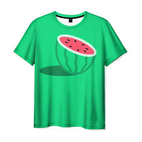 Мужская футболка 3D с принтом Арбуз в Тюмени, 100% полиэфир | прямой крой, круглый вырез горловины, длина до линии бедер | fruits | vegan | vegetables | vegetarian | веган | вегетарианство | еда | овощи | фрукты