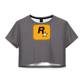 Женская футболка 3D укороченная с принтом Rockstar Games в Тюмени, 100% полиэстер | круглая горловина, длина футболки до линии талии, рукава с отворотами | carl johnson | grand theft auto | gta | los santos | sa | san andreas | гта