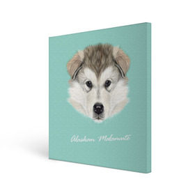 Холст квадратный с принтом Alaskan Malamute в Тюмени, 100% ПВХ |  | alaskan malamute | dog | puppy | маламут | собака | хаски | щенок