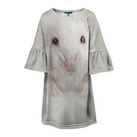 Детское платье 3D с принтом Крыса в Тюмени, 100% полиэстер | прямой силуэт, чуть расширенный к низу. Круглая горловина, на рукавах — воланы | животные | крыса | мордочка | мышка | мышь | природа