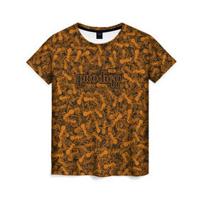 Женская футболка 3D с принтом The Prodigy в Тюмени, 100% полиэфир ( синтетическое хлопкоподобное полотно) | прямой крой, круглый вырез горловины, длина до линии бедер | муравей | оранжевый | панк | паттерн | продиджи | рейв | текстура | техно