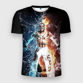 Мужская футболка 3D спортивная с принтом Рей Мистерио в Тюмени, 100% полиэстер с улучшенными характеристиками | приталенный силуэт, круглая горловина, широкие плечи, сужается к линии бедра | wrestling