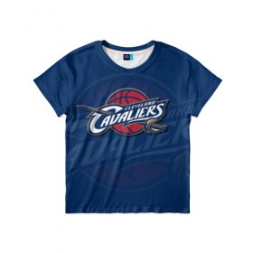 Детская футболка 3D с принтом NBA: Cleveland Cavaliers в Тюмени, 100% гипоаллергенный полиэфир | прямой крой, круглый вырез горловины, длина до линии бедер, чуть спущенное плечо, ткань немного тянется | nba