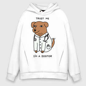 Мужское худи Oversize хлопок с принтом Dogtor в Тюмени, френч-терри — 70% хлопок, 30% полиэстер. Мягкий теплый начес внутри —100% хлопок | боковые карманы, эластичные манжеты и нижняя кромка, капюшон на магнитной кнопке | Тематика изображения на принте: dogtor | догтор | доктор | собака